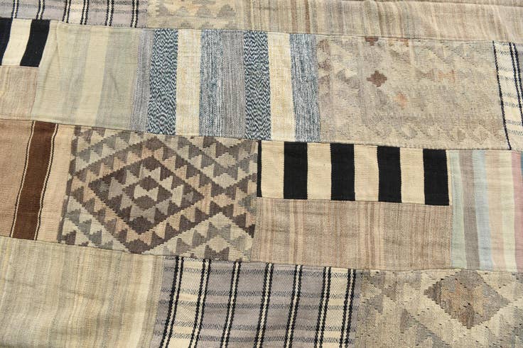 Detail image of 6' 6 x 9' 7 Hand Woven Kilim Patchwork Wool Rug