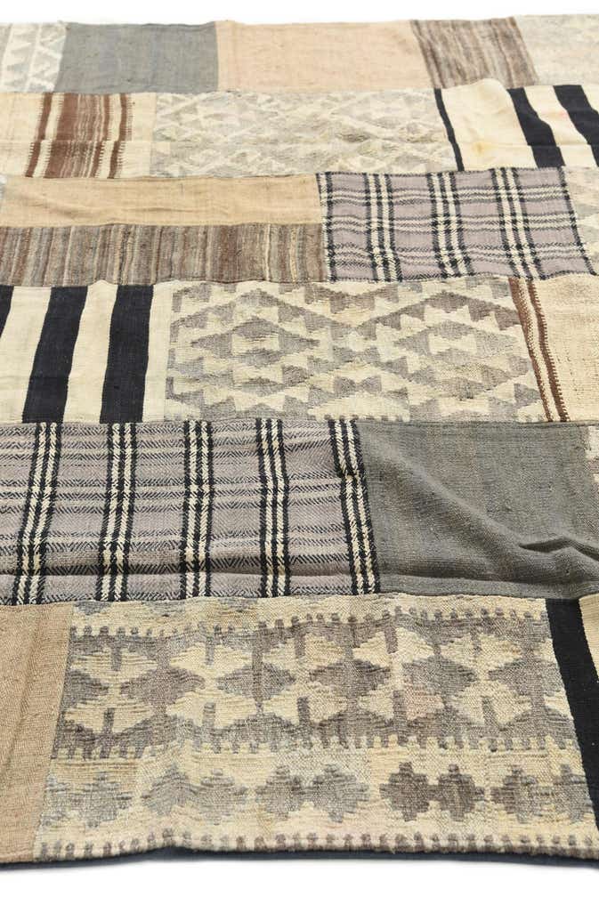 6' 8 x 9' 9 Hand Woven Kilim Patchwork Wool Rug