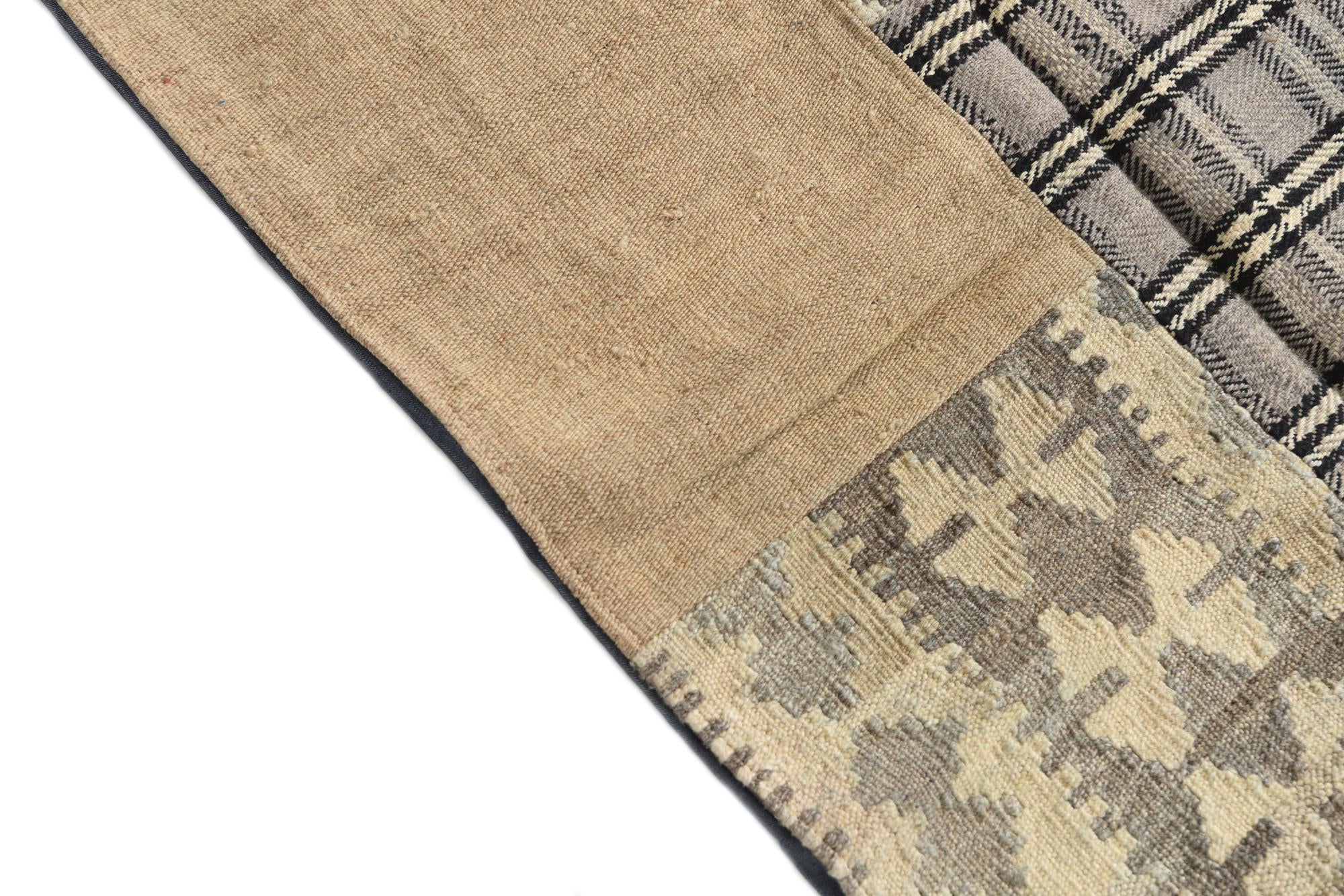 6' 8 x 9' 9 Hand Woven Kilim Patchwork Wool Rug