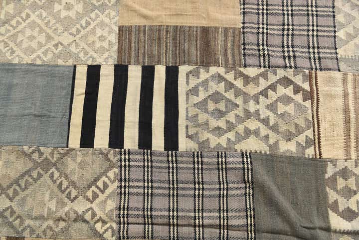 6' 8 x 9' 9 Hand Woven Kilim Patchwork Wool Rug
