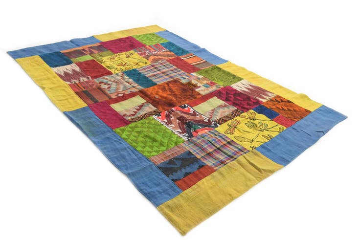 Detail image of 5' 7 x 8' Hand Woven Kilim Patchwork Wool Rug