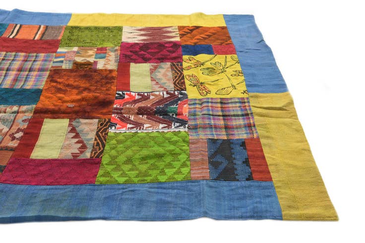 Detail image of 5' 7 x 8' Hand Woven Kilim Patchwork Wool Rug