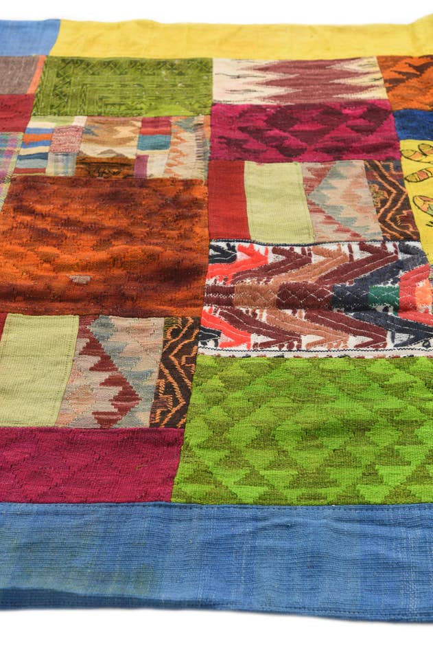 Detail image of 5' 7 x 8' Hand Woven Kilim Patchwork Wool Rug