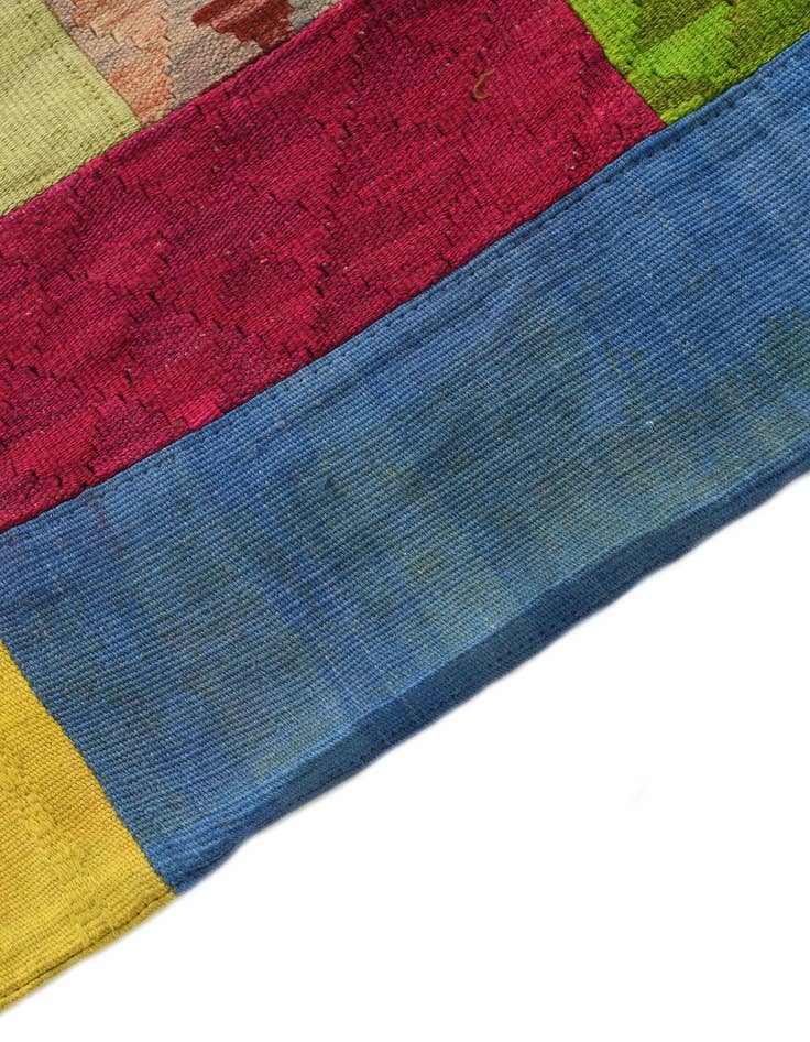 Detail image of 5' 7 x 8'  Hand Woven Kilim Patchwork Wool Rug