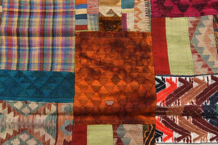 Detail image of 5' 7 x 8' Hand Woven Kilim Patchwork Wool Rug