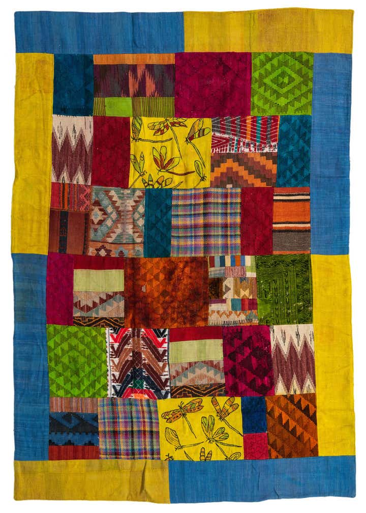 5' 7 x 8' Hand Woven Kilim Patchwork Wool Rug
