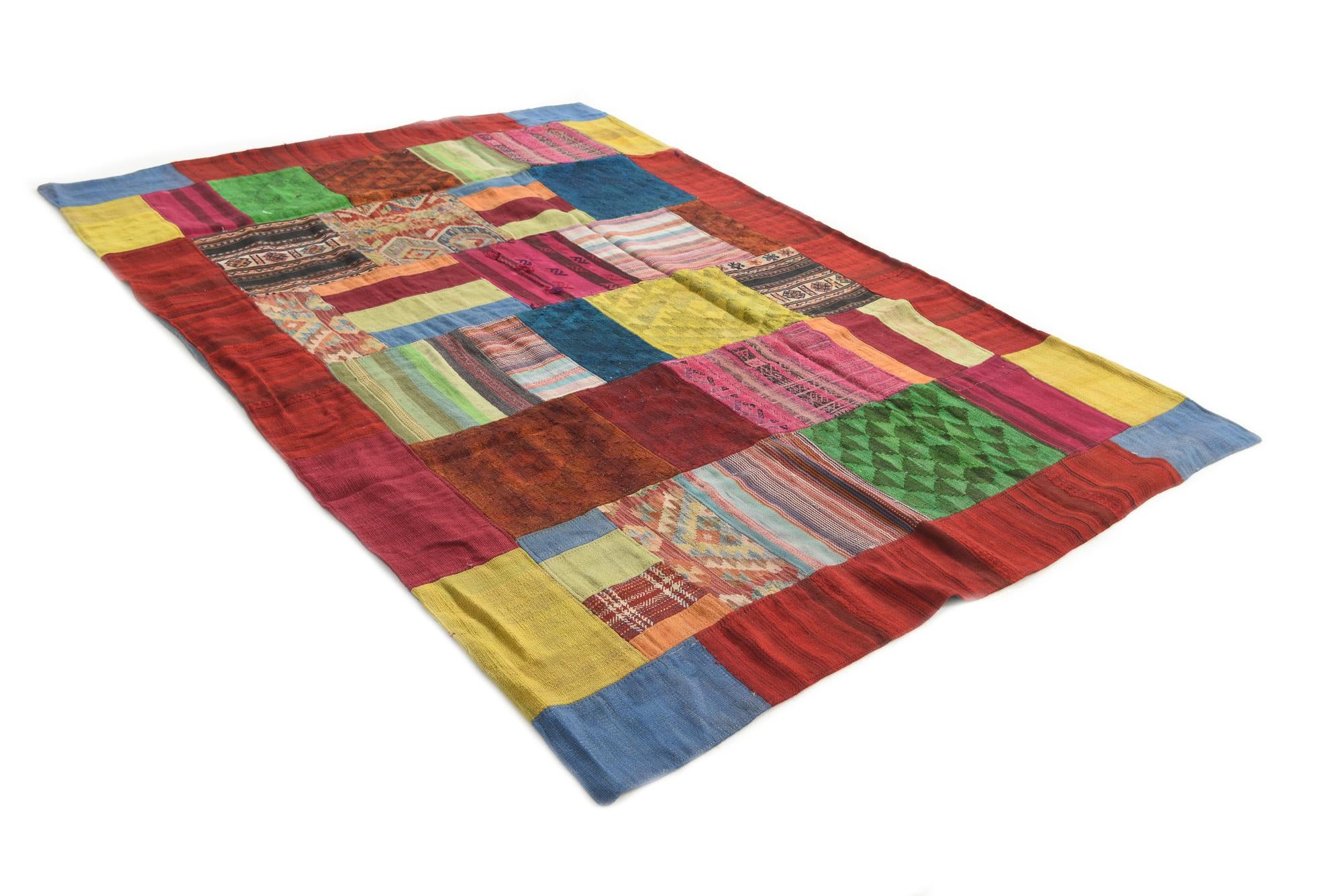 5' 7 x 8' Hand Woven Kilim Patchwork Wool Rug