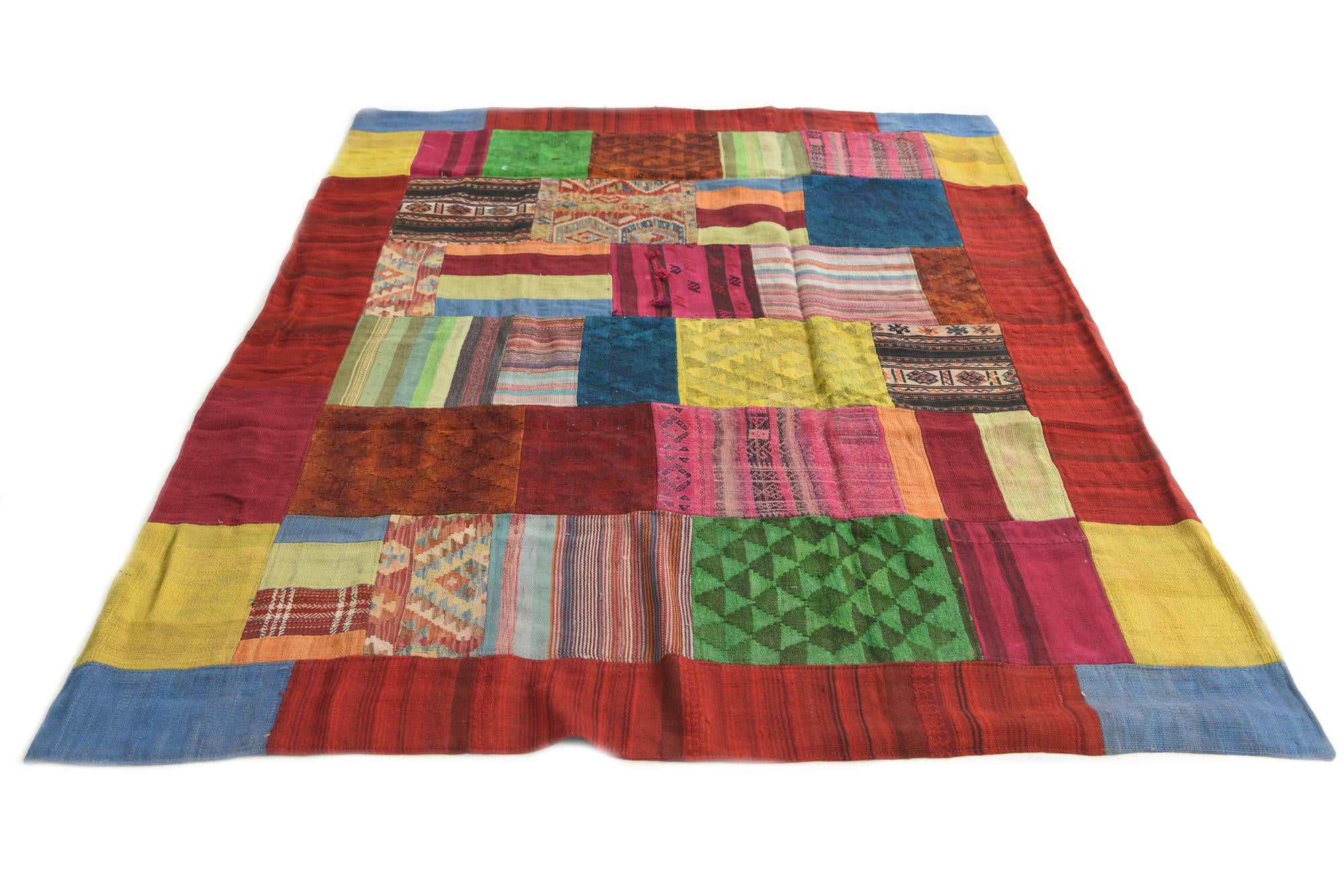 5' 7 x 8' Hand Woven Kilim Patchwork Wool Rug