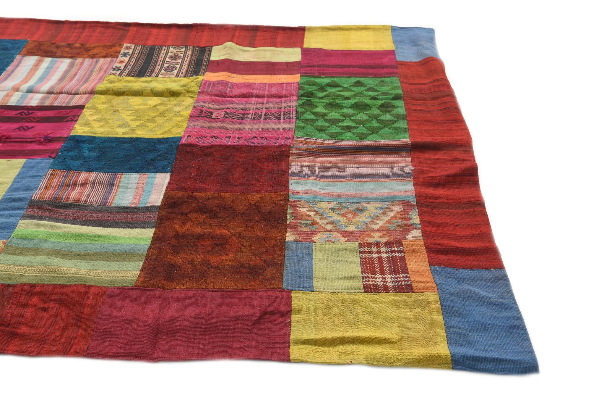 5' 7 x 8' Hand Woven Kilim Patchwork Wool Rug