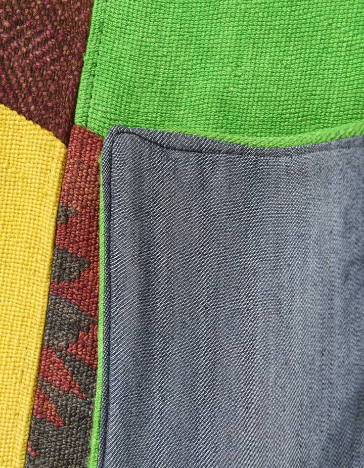 Detail image of 6' x 9' 8  Hand Woven Kilim Patchwork Wool Rug