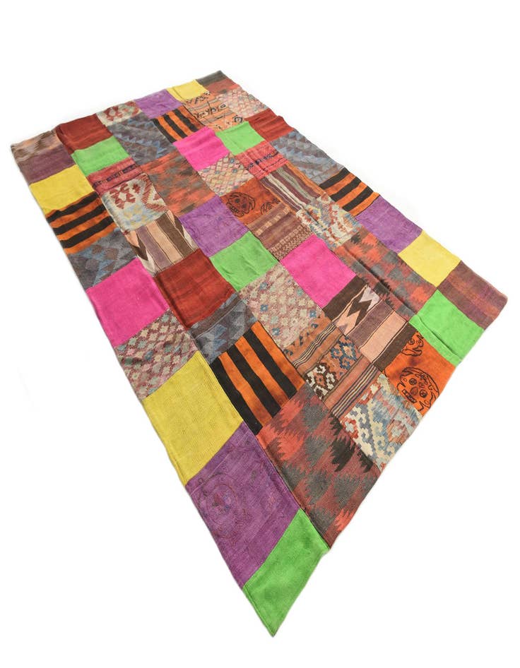 Detail image of 6' x 9' 8  Hand Woven Kilim Patchwork Wool Rug