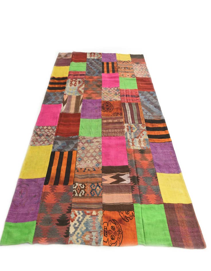 Detail image of 6' x 9' 8  Hand Woven Kilim Patchwork Wool Rug