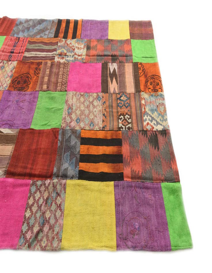 Detail image of 6' x 9' 8  Hand Woven Kilim Patchwork Wool Rug