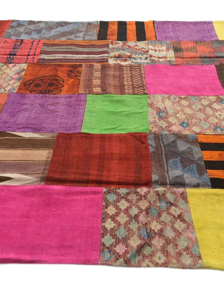 Detail image of 6' x 9' 8  Hand Woven Kilim Patchwork Wool Rug