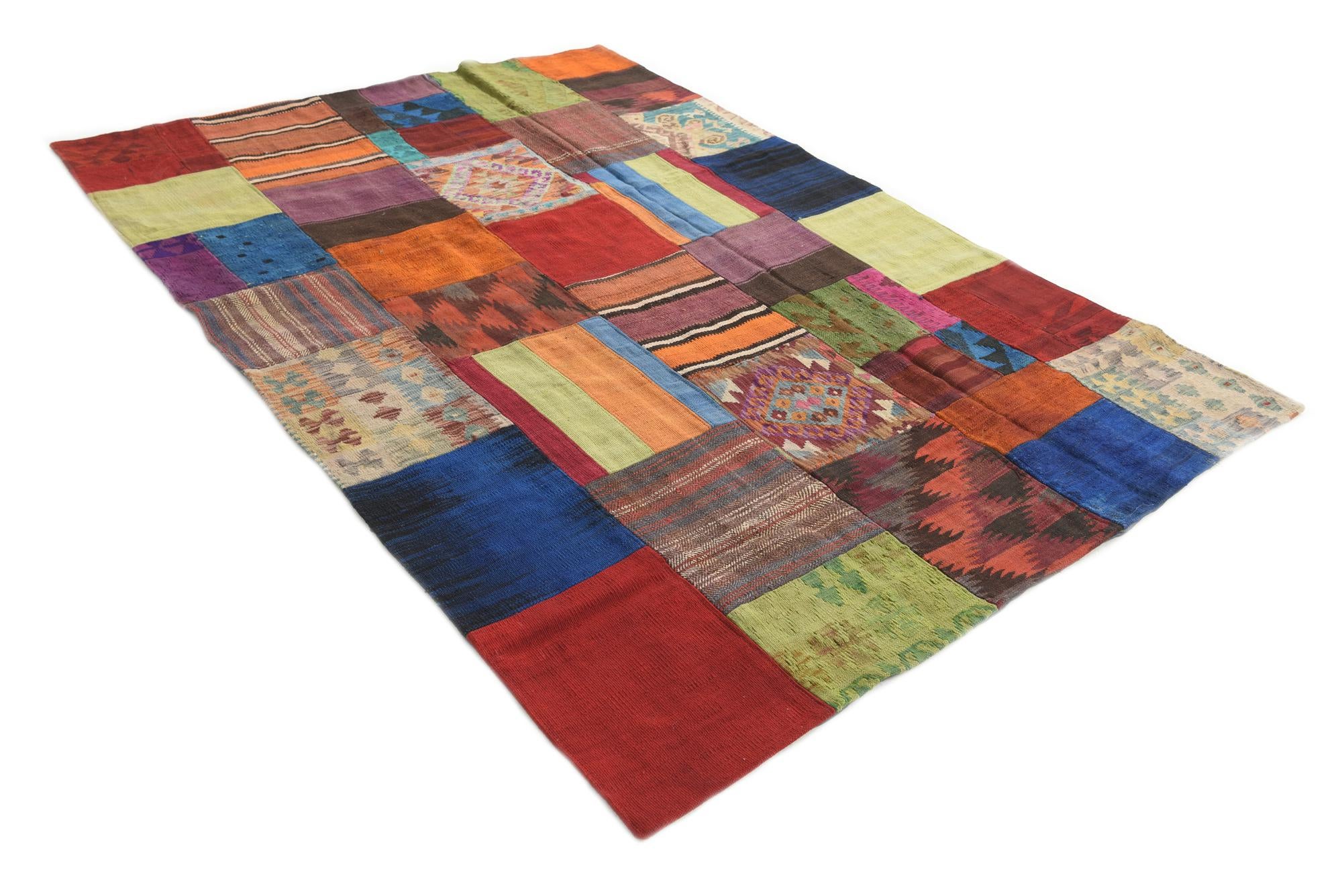 5' 5 x 7' 8 Hand Woven Kilim Patchwork Wool Rug