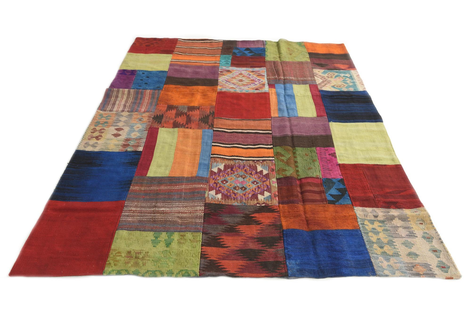5' 5 x 7' 8 Hand Woven Kilim Patchwork Wool Rug