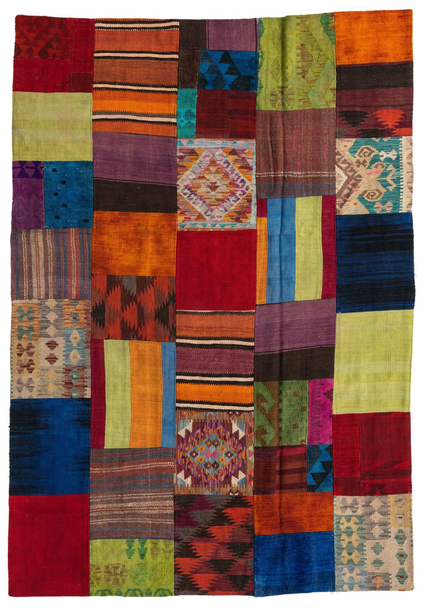 5' 5 x 7' 8 Hand Woven Kilim Patchwork Wool Rug