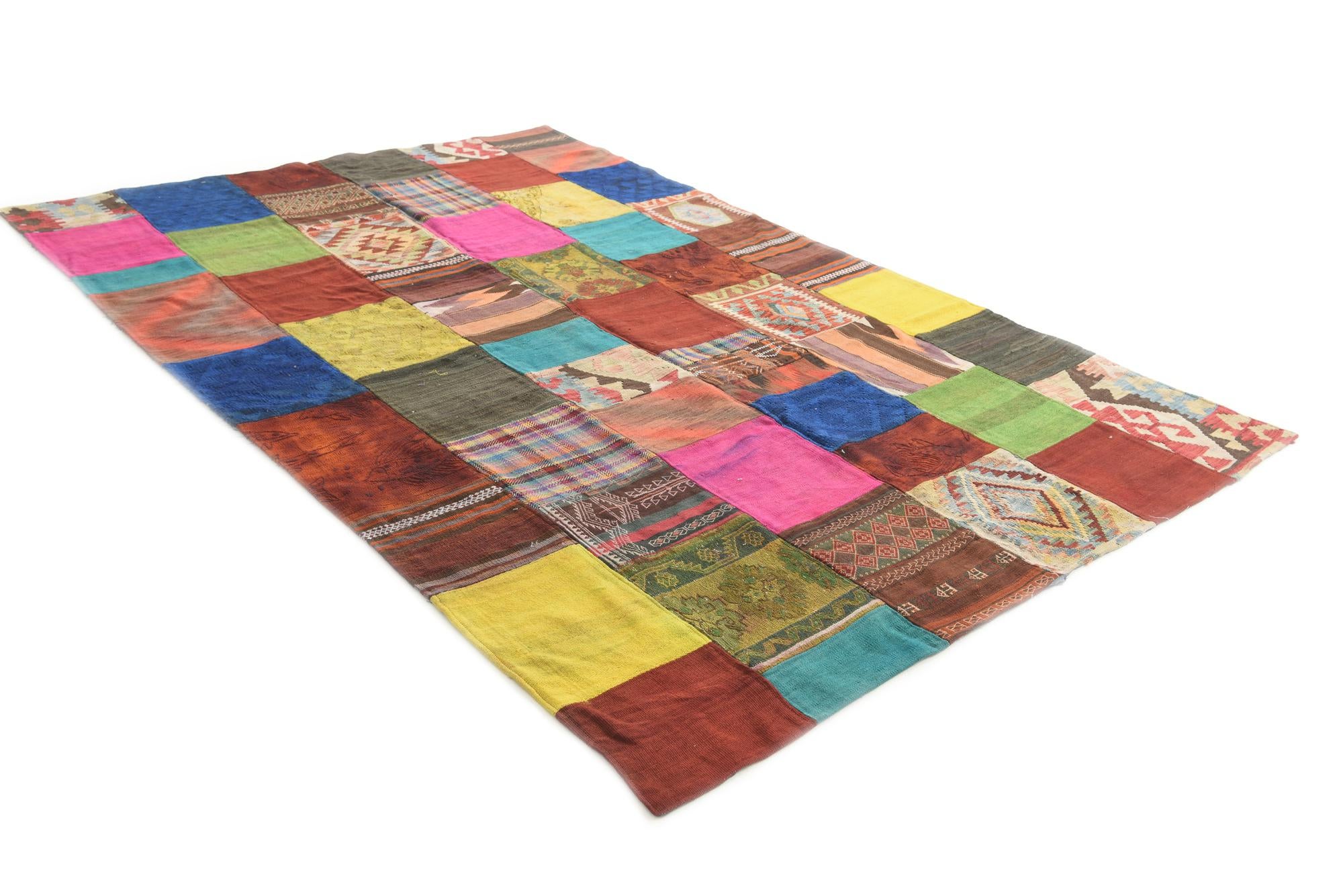 6' 6 x 9' 9 Hand Woven Kilim Patchwork Wool Rug