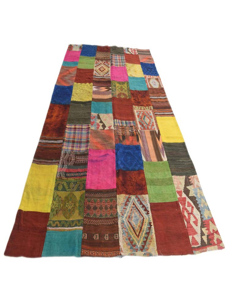 Detail image of 6' 6 x 9' 9  Hand Woven Kilim Patchwork Wool Rug