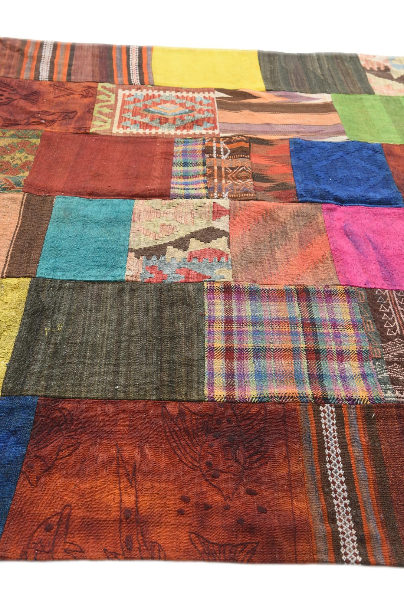6' 6 x 9' 9 Hand Woven Kilim Patchwork Wool Rug