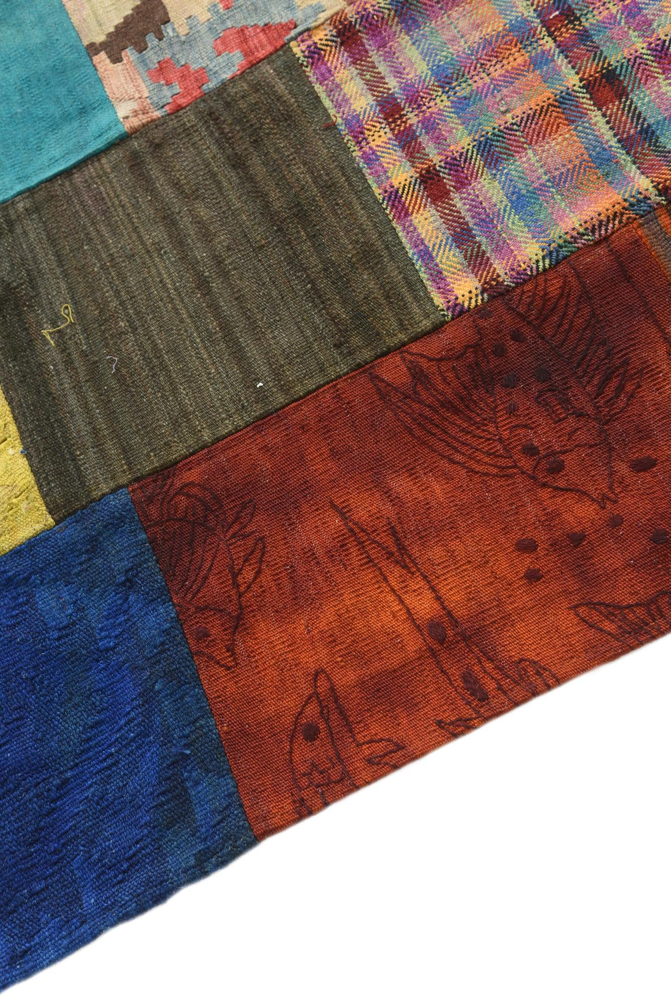 6' 6 x 9' 9 Hand Woven Kilim Patchwork Wool Rug