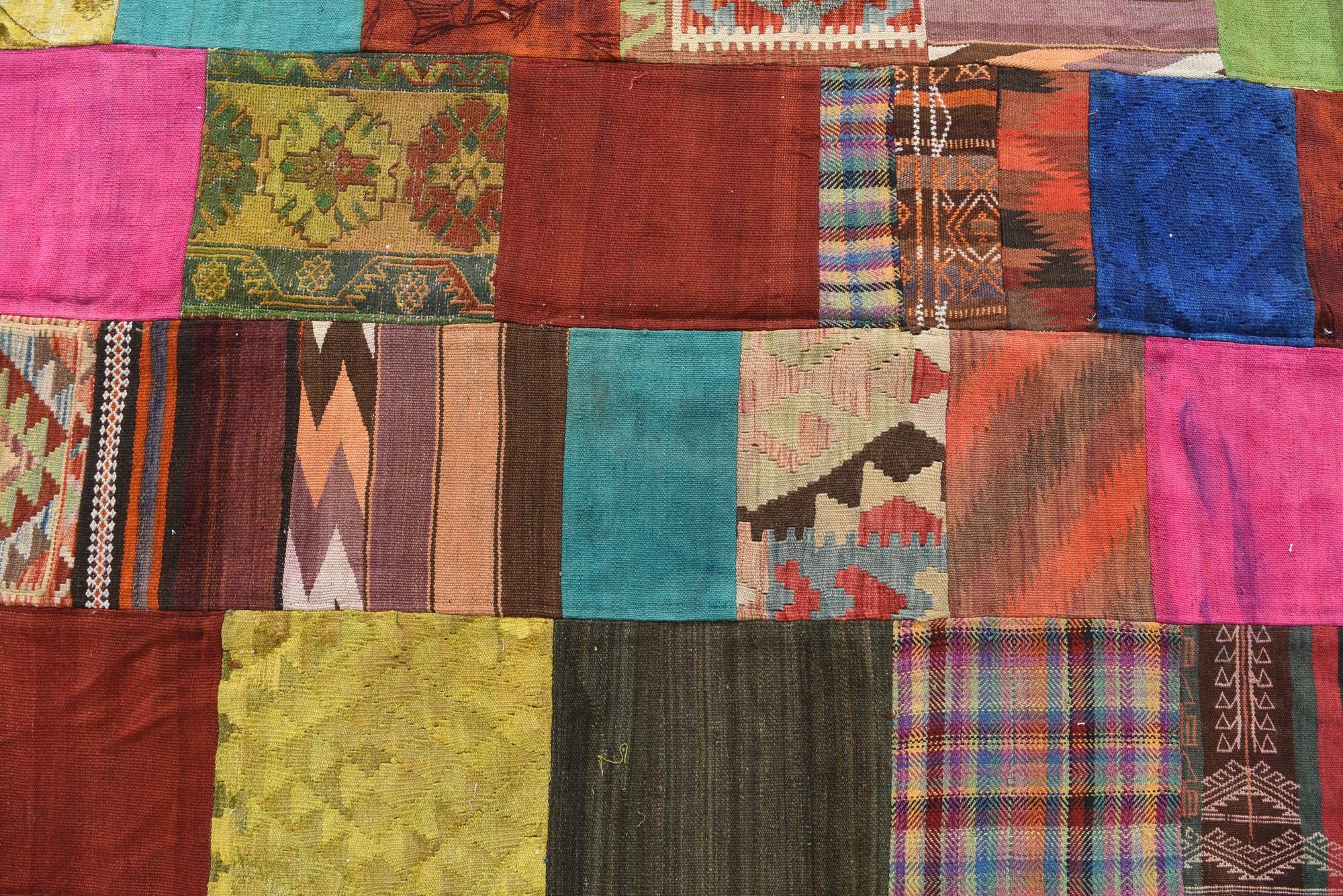 6' 6 x 9' 9 Hand Woven Kilim Patchwork Wool Rug
