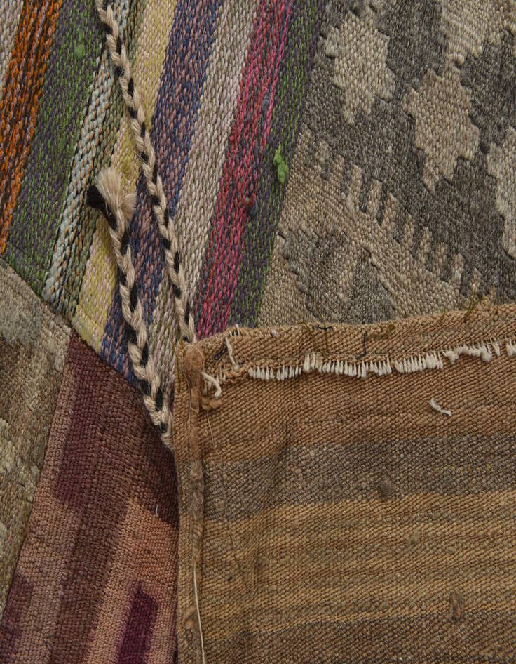 Detail image of 6' 7 x 9' 9  Hand Woven Kilim Patchwork Wool Rug
