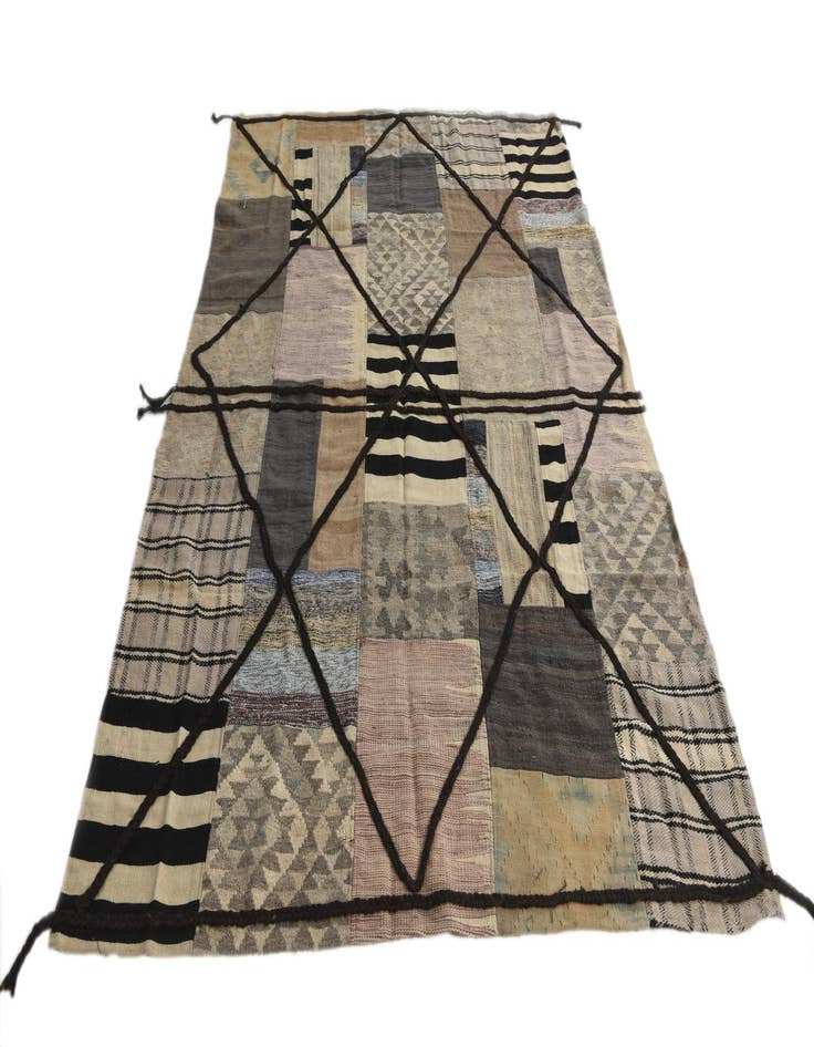 Detail image of 5' 3 x 8'  Hand Woven Kilim Patchwork Wool Rug