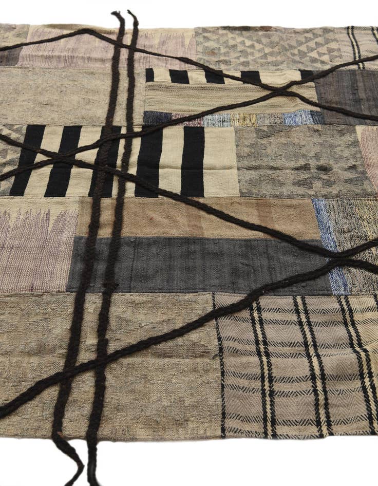 Detail image of 5' 3 x 8'  Hand Woven Kilim Patchwork Wool Rug