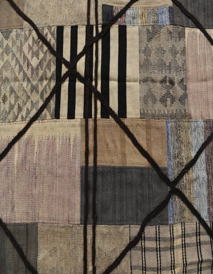 Detail image of 5' 3 x 8'  Hand Woven Kilim Patchwork Wool Rug