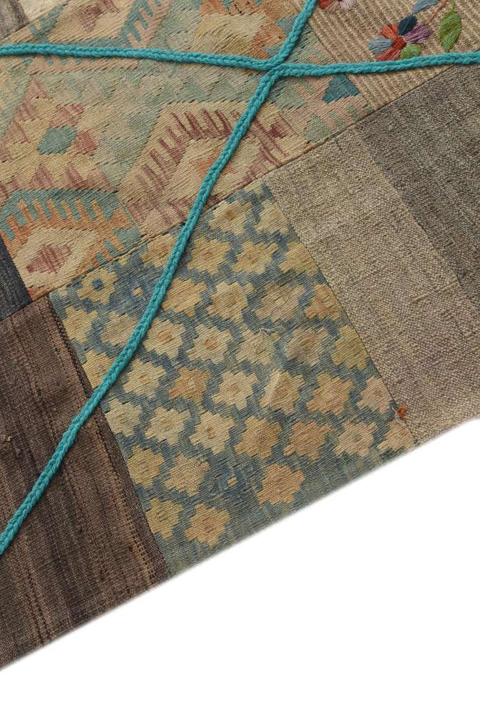 7' x 8' 4 Hand Woven Kilim Patchwork Wool Rug