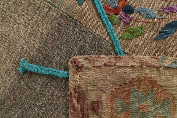 7' x 8' 4 Hand Woven Kilim Patchwork Wool Rug