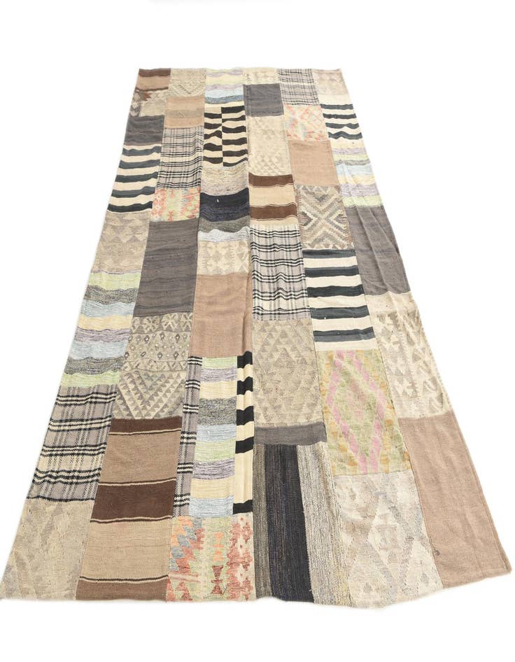 Detail image of 6' 5 x 9' 6  Hand Woven Kilim Patchwork Wool Rug