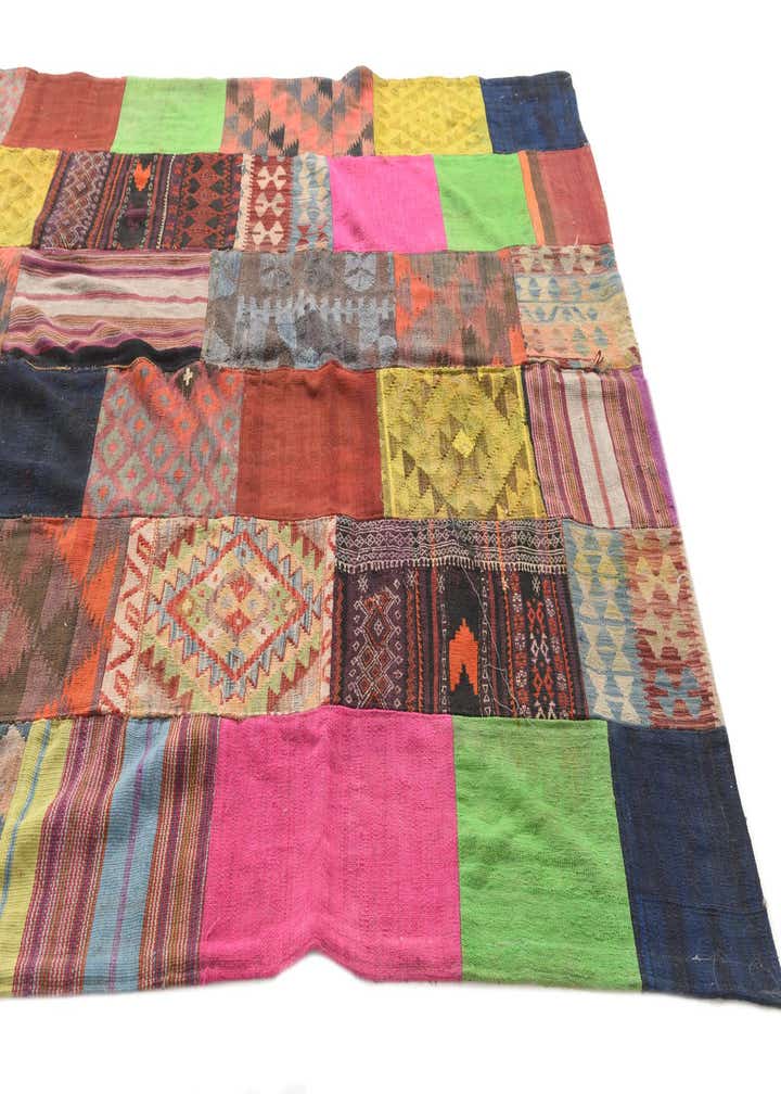 6' 8 x 9' 8 Hand Woven Kilim Patchwork Wool Rug