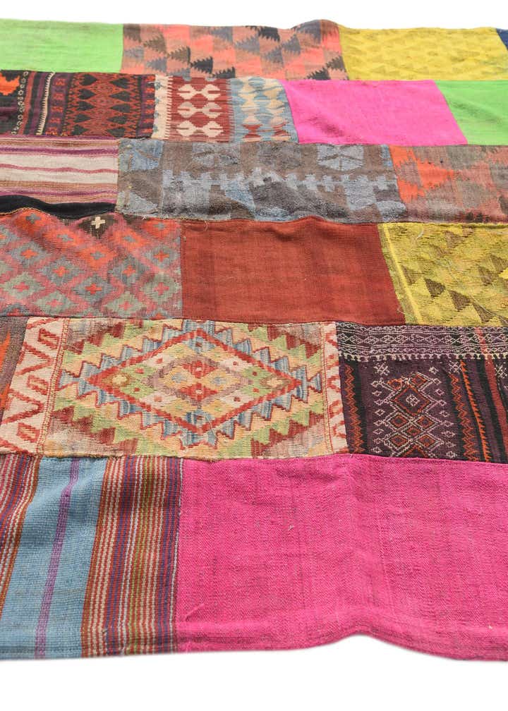 6' 8 x 9' 8 Hand Woven Kilim Patchwork Wool Rug