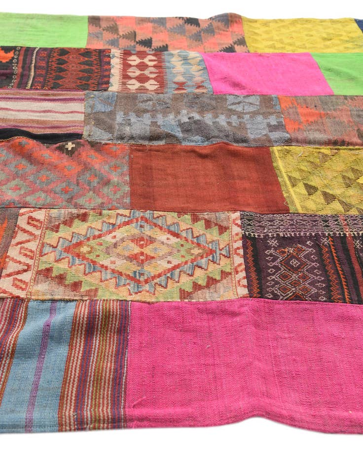Detail image of 6' 8 x 9' 8 Hand Woven Kilim Patchwork Wool Rug