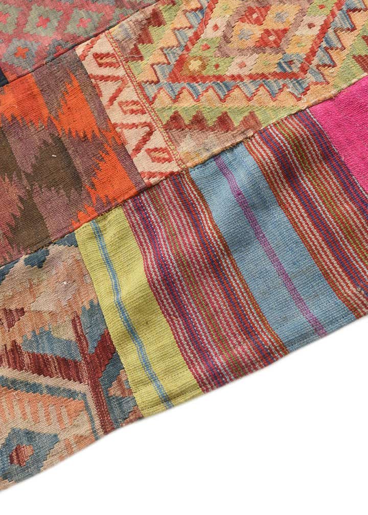 6' 8 x 9' 8 Hand Woven Kilim Patchwork Wool Rug