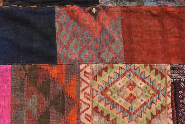 6' 8 x 9' 8 Hand Woven Kilim Patchwork Wool Rug