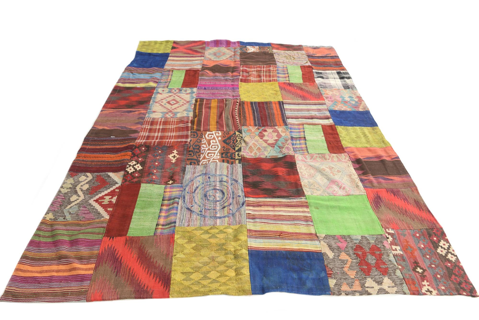 6' 8 x 9' 10 Hand Woven Kilim Patchwork Wool Rug