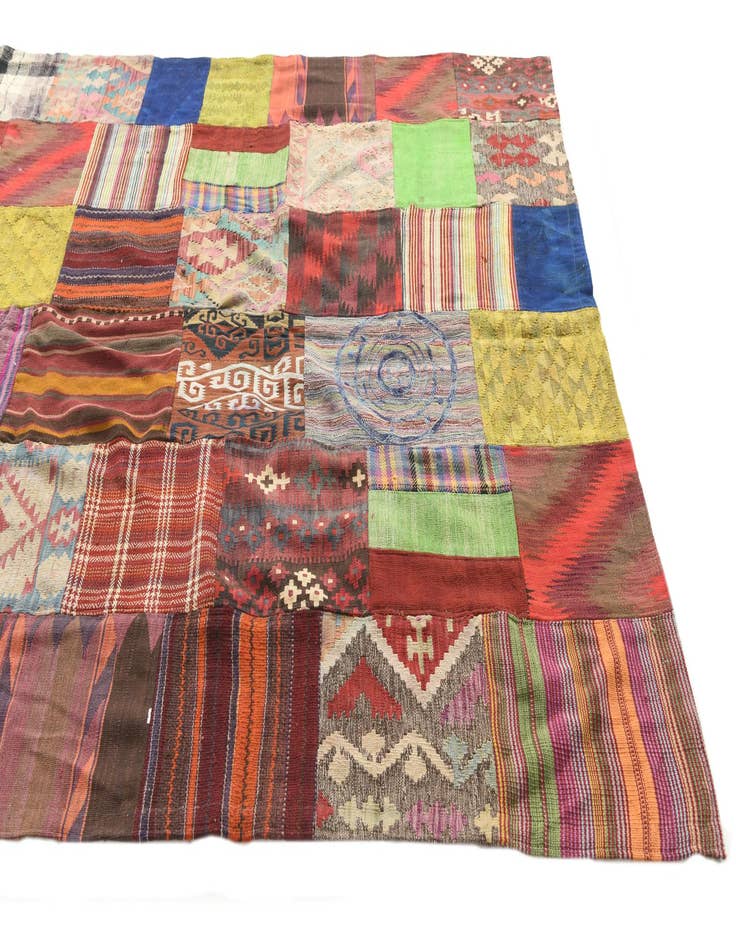 Detail image of 6' 8 x 9' 10  Hand Woven Kilim Patchwork Wool Rug