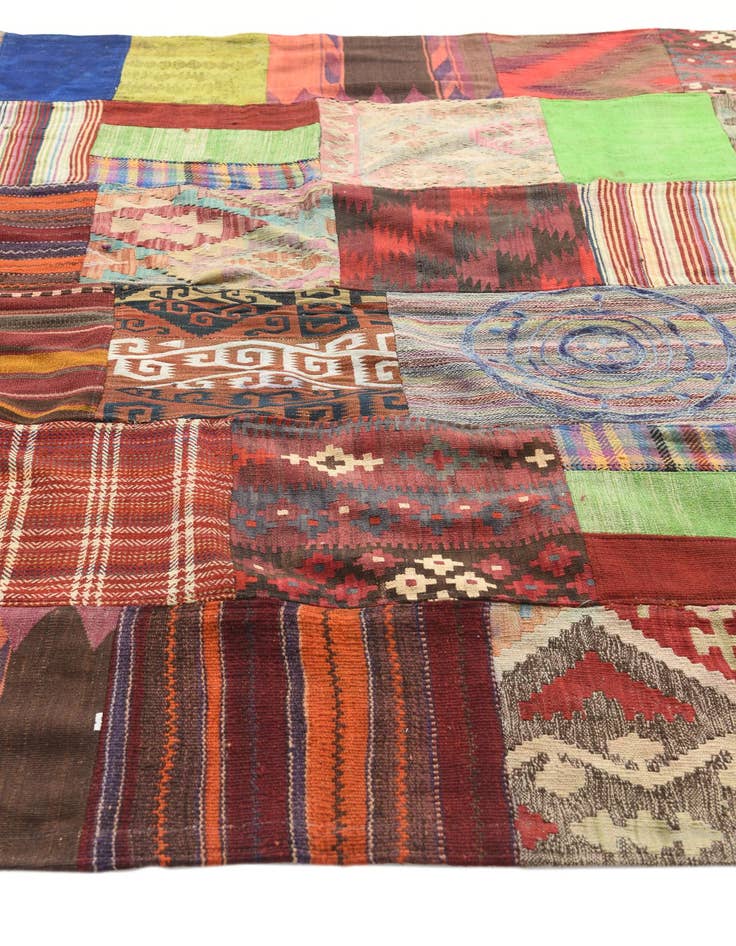 Detail image of 6' 8 x 9' 10  Hand Woven Kilim Patchwork Wool Rug