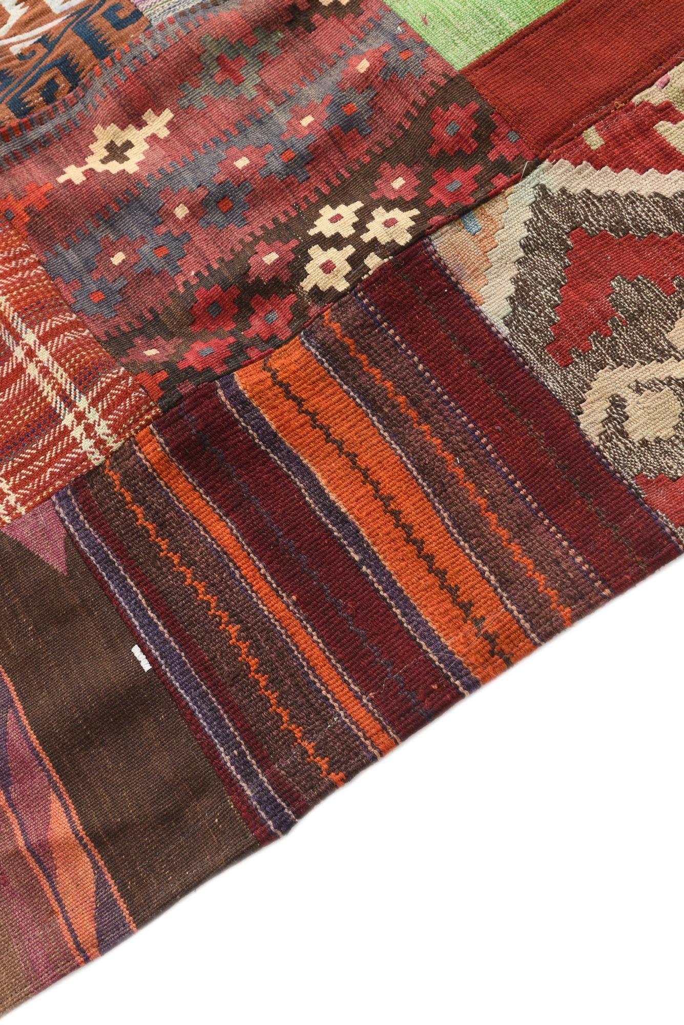 6' 8 x 9' 10 Hand Woven Kilim Patchwork Wool Rug