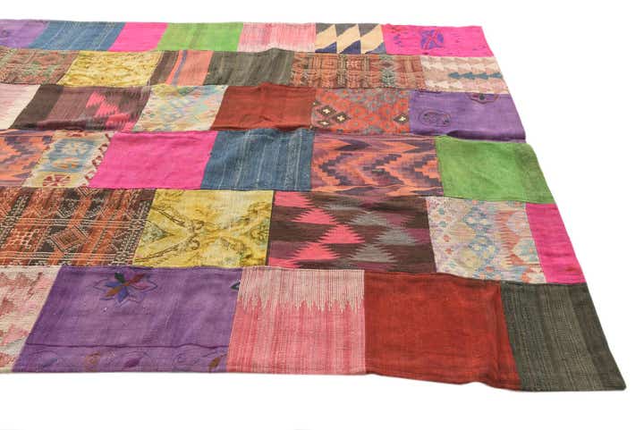 6' 8 x 9' 9 Hand Woven Kilim Patchwork Wool Rug