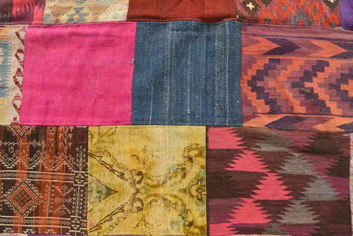 6' 8 x 9' 9 Hand Woven Kilim Patchwork Wool Rug