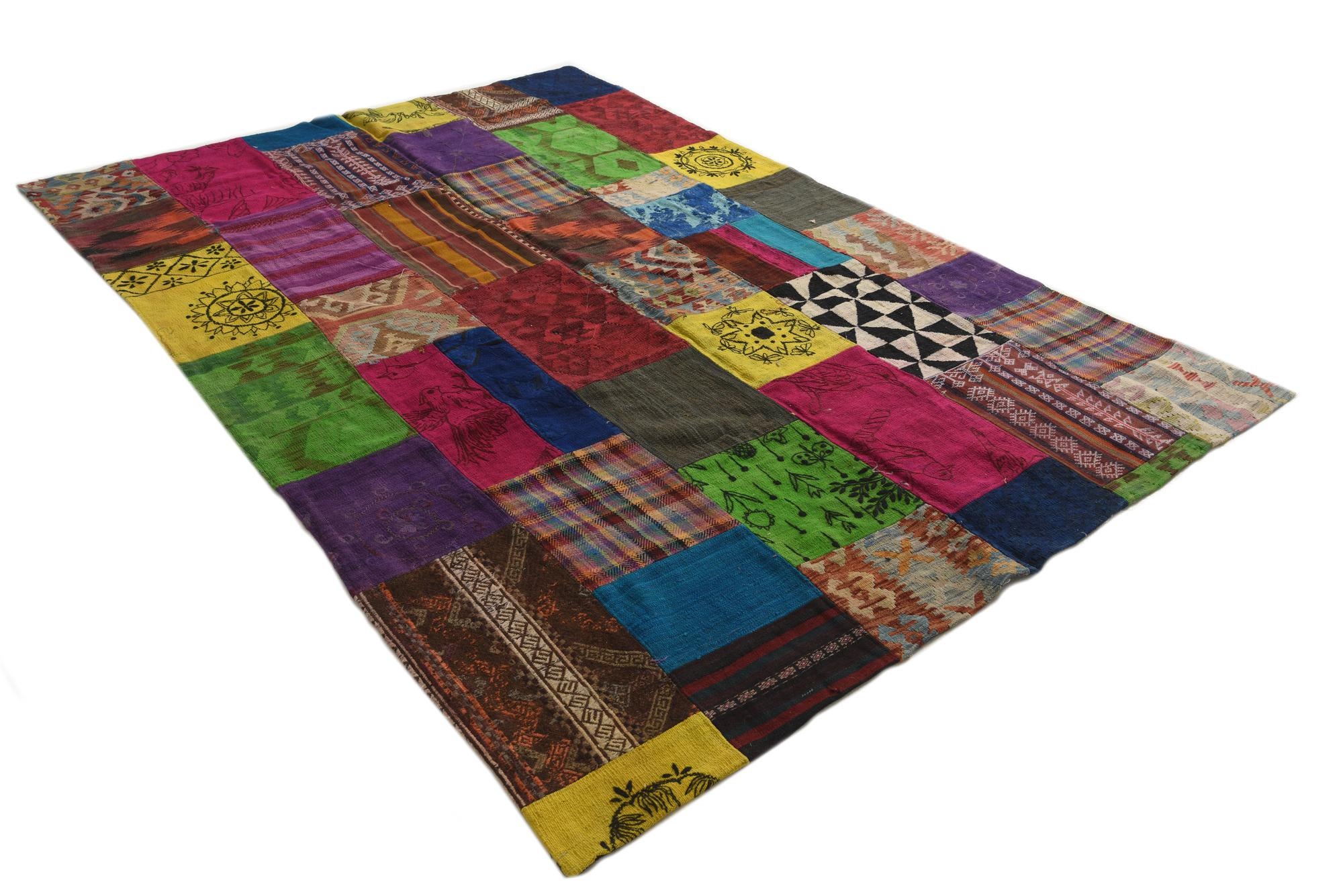 6' 6 x 9' 6 Hand Woven Kilim Patchwork Wool Rug