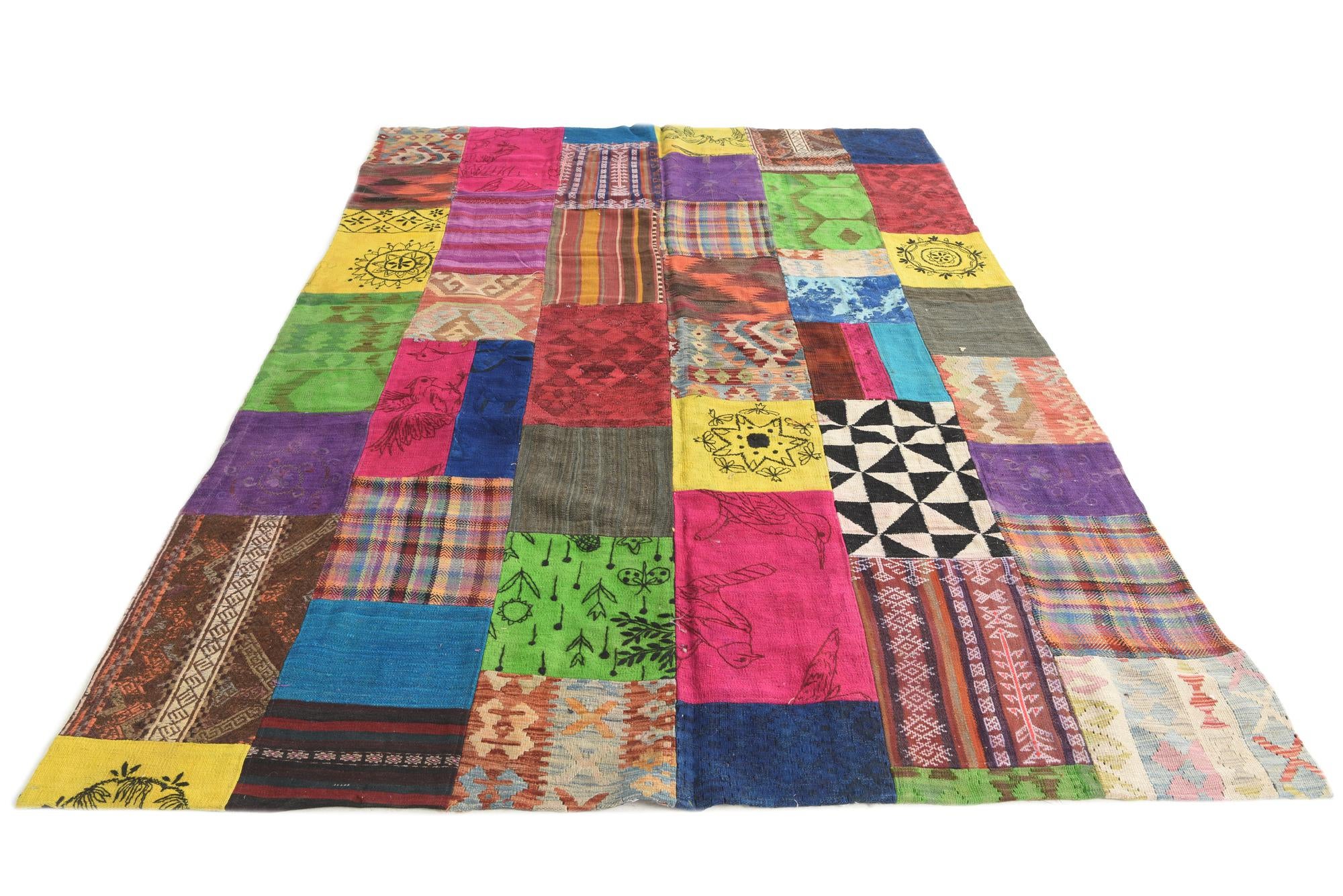 6' 6 x 9' 6 Hand Woven Kilim Patchwork Wool Rug