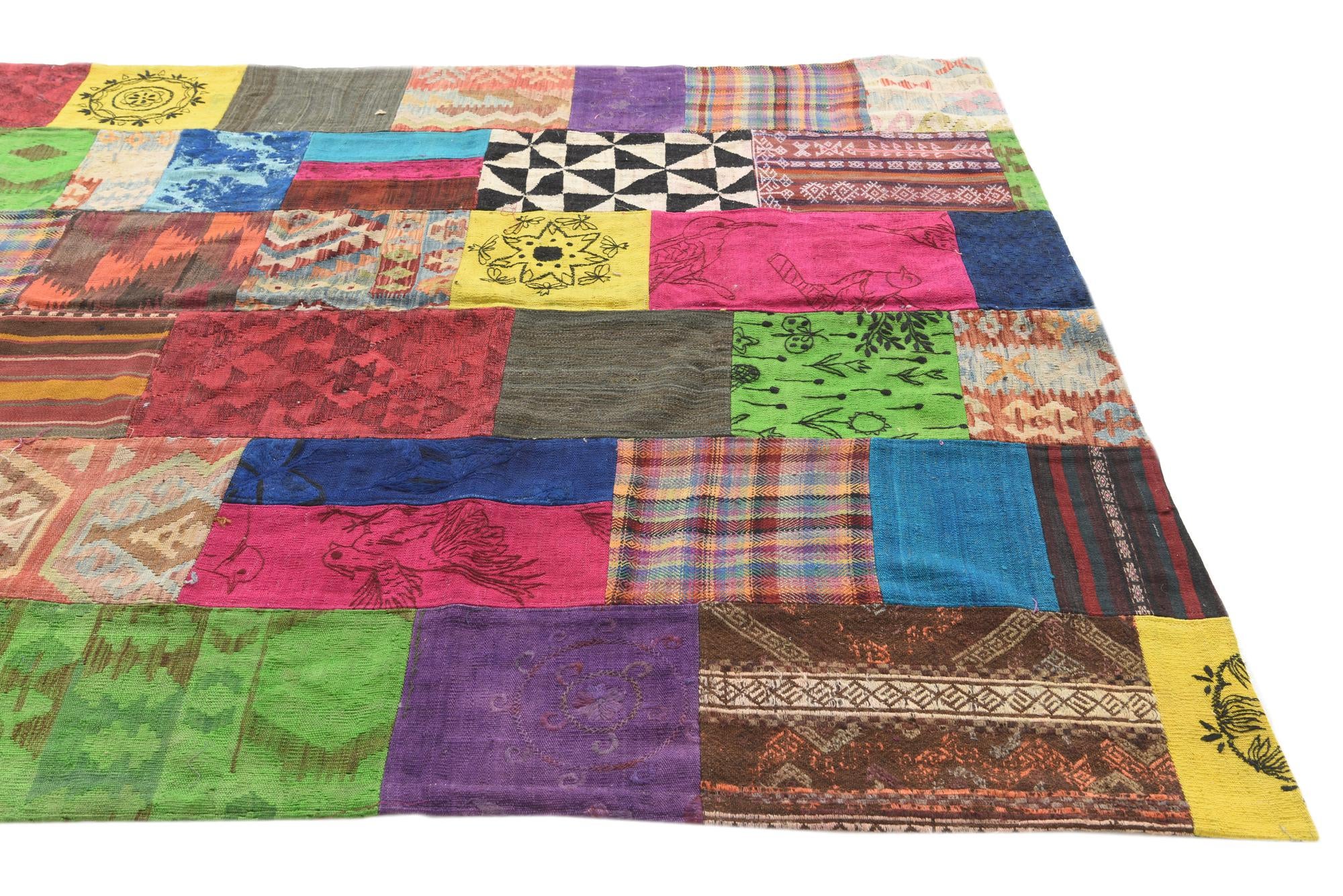 6' 6 x 9' 6 Hand Woven Kilim Patchwork Wool Rug