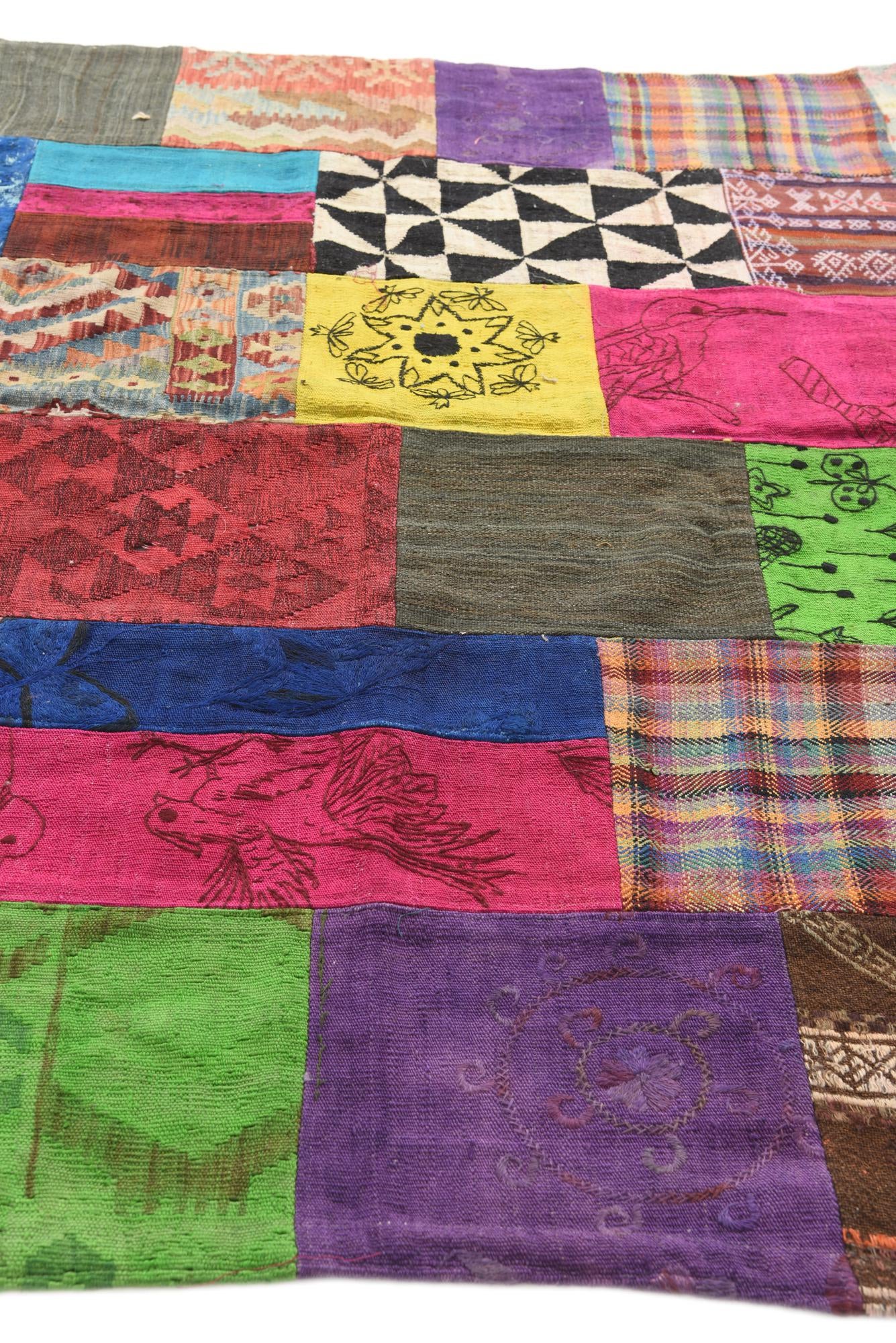 6' 6 x 9' 6 Hand Woven Kilim Patchwork Wool Rug