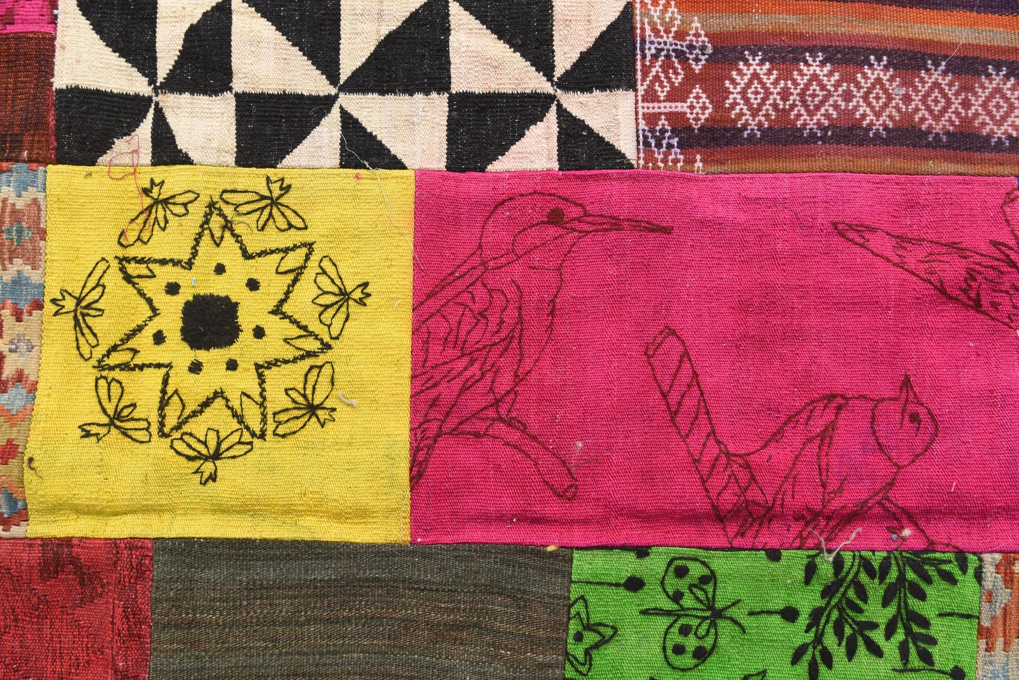 6' 6 x 9' 6 Hand Woven Kilim Patchwork Wool Rug