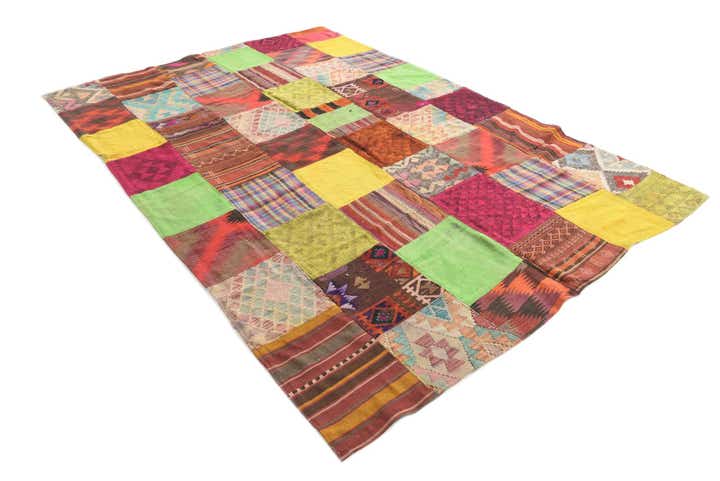 6' 7 x 9' 10 Hand Woven Kilim Patchwork Wool Rug